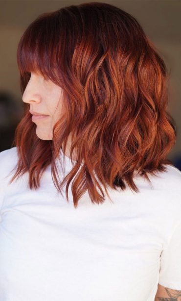 30 Stylish Shoulder Length Haircuts To Try Now : Ombre Orange Lob Hair ...