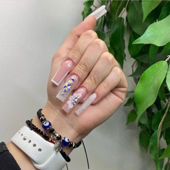 45 Best Prom Nails For 2022 White Outline Textured Nails I Take You