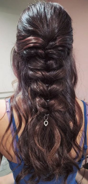 35 Best Prom Hairstyles For 2022 : Chunky Pull Through Braid Half Up I 