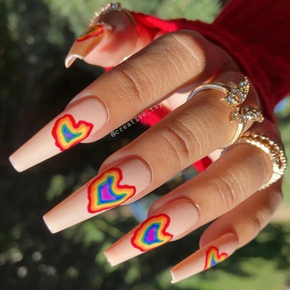 30 Best Pride Nail Ideas Thatll Brighten Your Outfits Funky Heart Rainbow Nails I Take You 0706