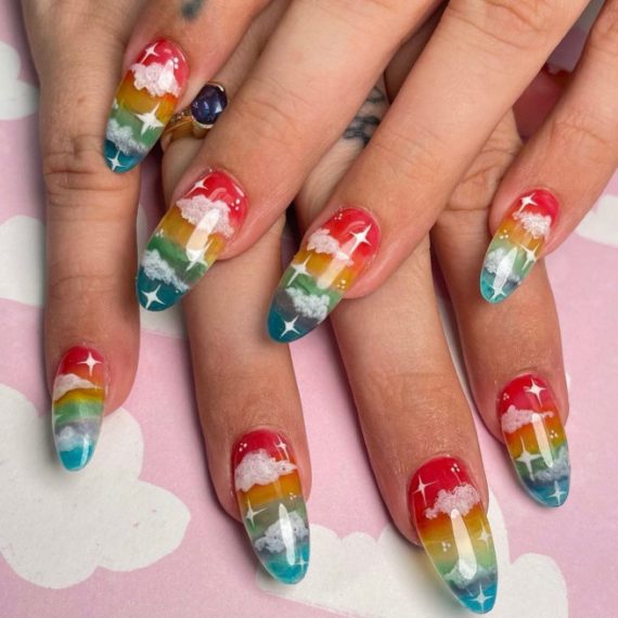 30 Best Pride Nail Ideas Thatll Brighten Your Outfits Rainbow And Puffy Cloud Nails I Take 3958