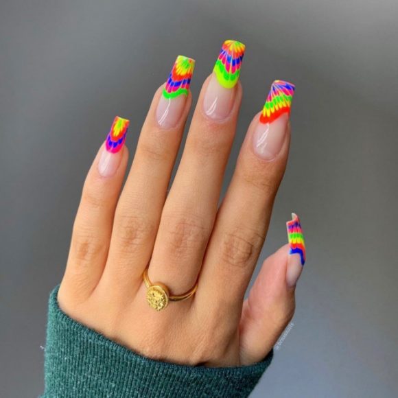 30 Best Pride Nail Ideas Thatll Brighten Your Outfits Tie Dye Rainbow Tip Tapered Nails I 2921