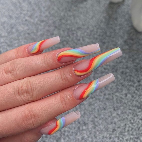 30 Best Pride Nail Ideas Thatll Brighten Your Outfits Rainbow Acrylic Long Nails I Take You 5182