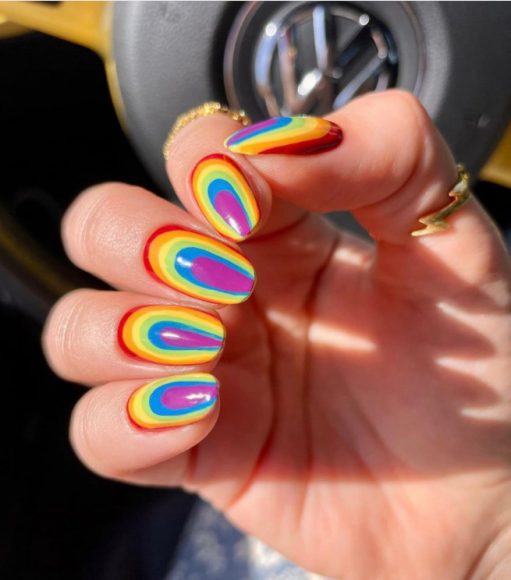 30 Best Pride Nail Ideas Thatll Brighten Your Outfits Rainbow Pride Round Nails I Take You 2942