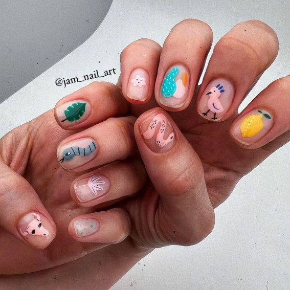 40 Best Summer Nails You’ll Look Forward To Trying : Cute Animals and Fruity Nails