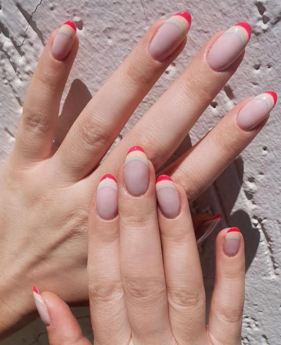 30 Best Pride Nail Ideas Thatll Brighten Your Outfits Soft To Bold Layered French Tip Nails 1489