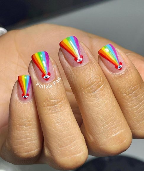 30 Best Pride Nail Ideas Thatll Brighten Your Outfits Pride Rainbow Short Nails I Take You 2039