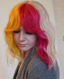 40 Crazy Hair Colour Ideas To Try in 2022 : Yellow and Strawberry Red ...