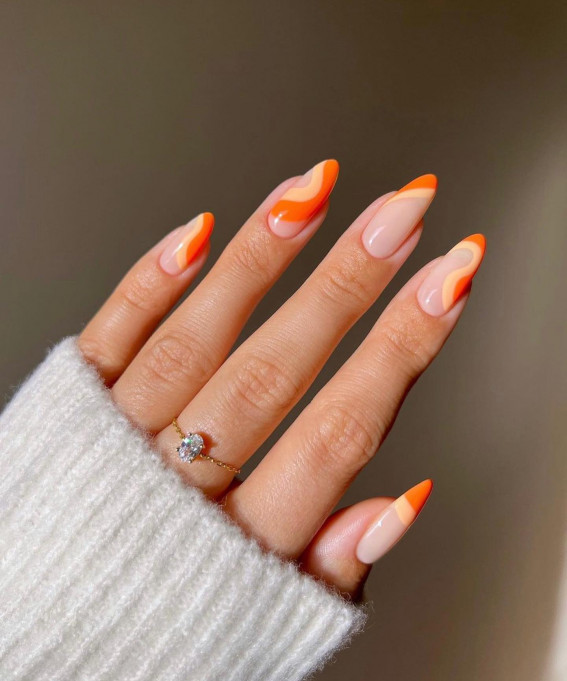 40 Best Summer Nails You’ll Look Forward To Trying : Orange and Peach Almond Nails