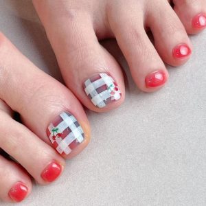 37 Crazy Cute Pedicure Designs : Red Gingham + Cherry Toe Nails I Take ...