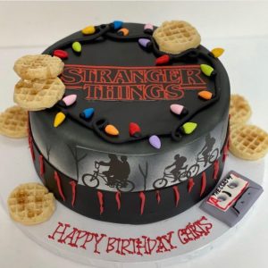 30 Stranger Things Birthday Cake Ideas : Theme Cake Topped with Waffles ...