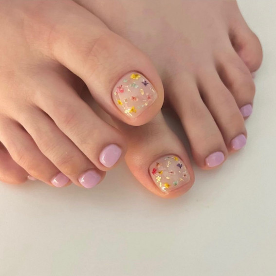 43 Cute Toe Nail Designs : Flower Inside Toe Nails