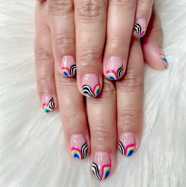 42 Psychedelic Nail Art Designs : Black and Rainbow Psychedelic Tip ...