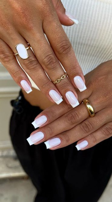 40 Stylish French Tip Nails for Any Nail Shape : Square White French ...