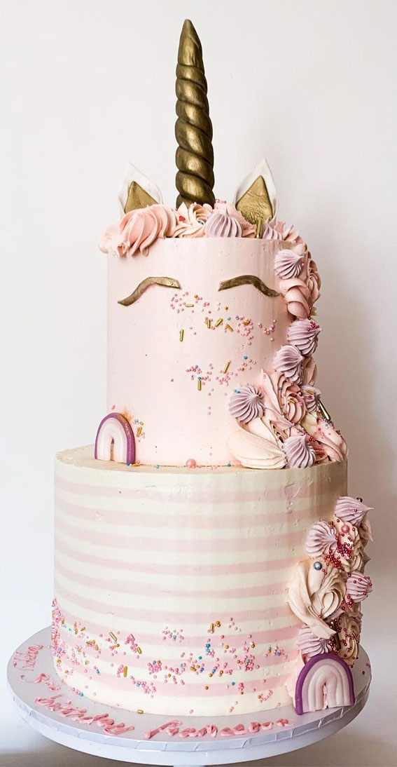 50 Cute Buttercream Cake Ideas for Any Occasion : Dreamy pastels, rainbows and unicorns