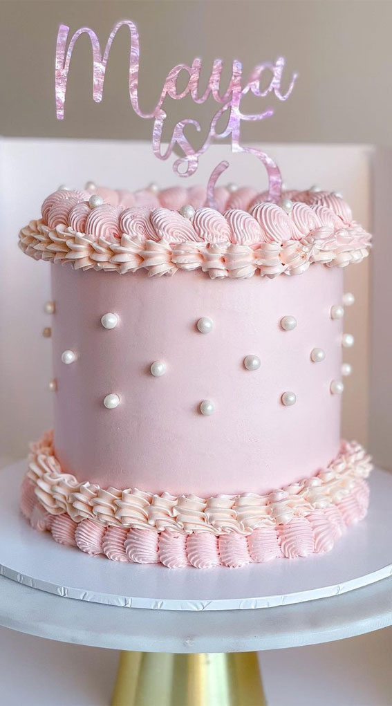 pearl cake, soft pink buttercream cake, buttercream cake ideas, buttercream cakes