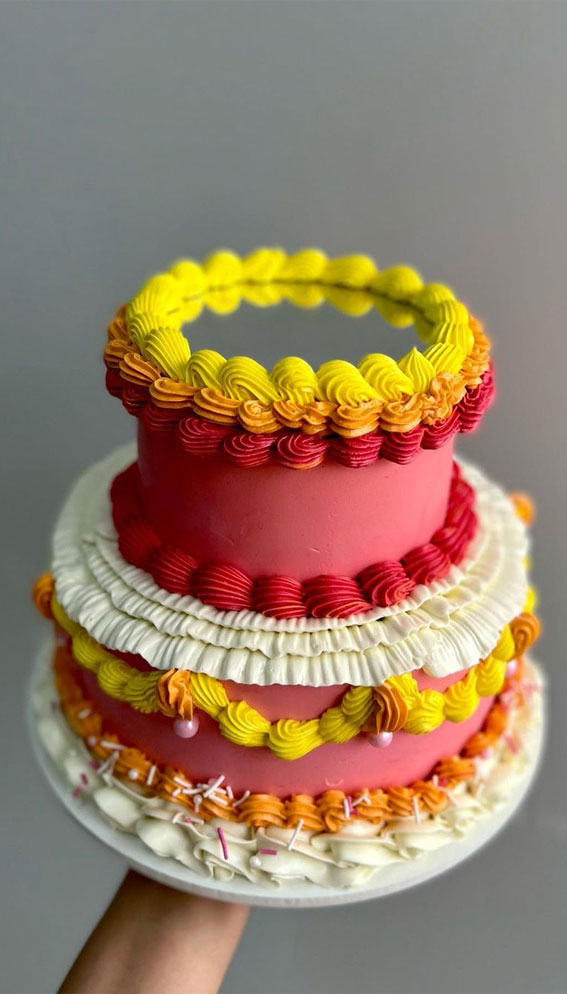 50 Cute Buttercream Cake Ideas for Any Occasion : Colourful Mirror Cake