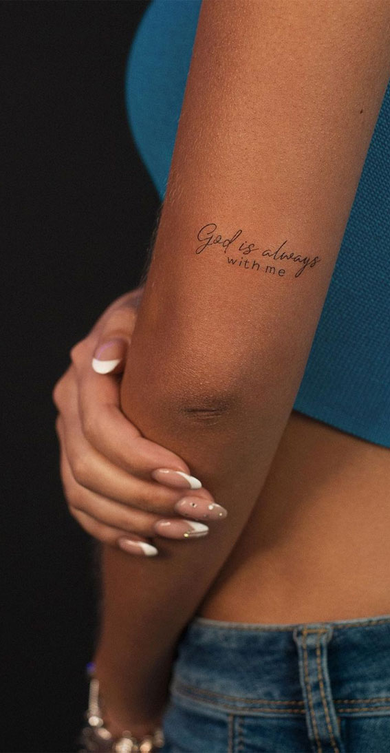75 Unique Small Tattoo Designs & Ideas : God is always with me