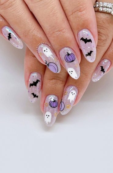 40 Cute Halloween Nail Designs : Lilac Shimmery Sheer Nails I Take You ...