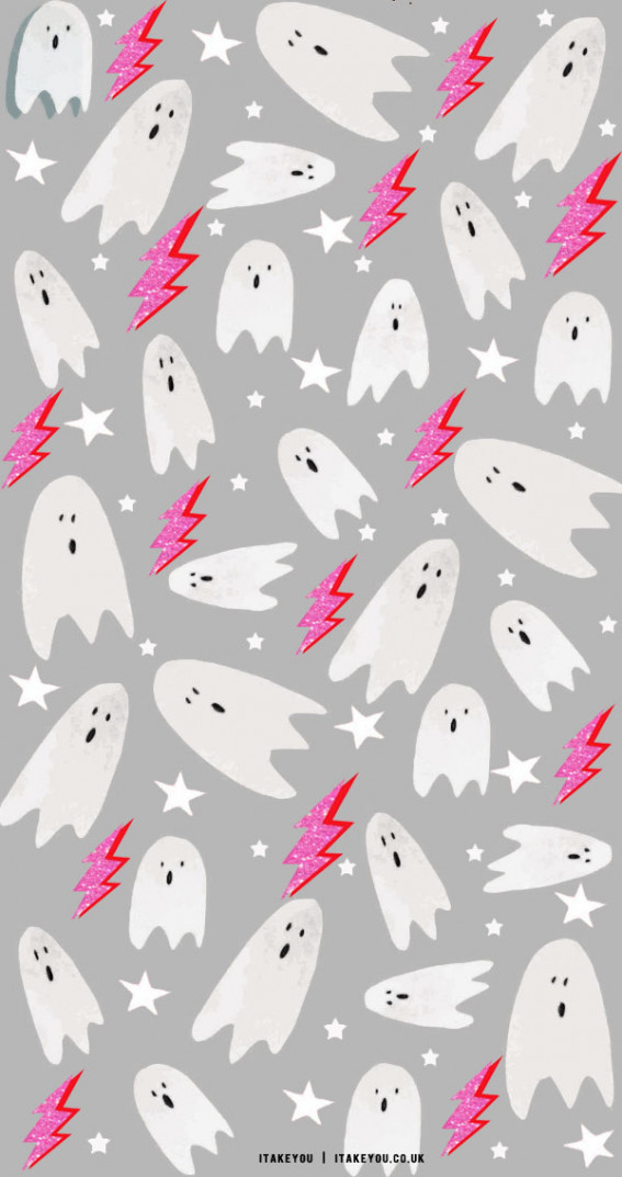 20+ Preppy Halloween Wallpaper Ideas : Ghost & Lighting Blue