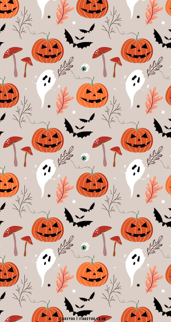 Premium Vector  Halloween vector seamless pattern with kawaii cute cat  ghost cartoon animals background in doodle s