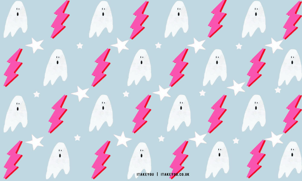 20+ Preppy Halloween Wallpaper Ideas : Hot Pink Lightning Blue Background