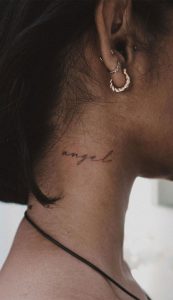 75 Unique Small Tattoo Designs & Ideas : Angel Tattoo Behind Ear I Take ...