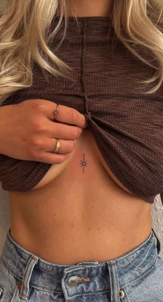 75 Unique Small Tattoo Designs & Ideas : Starburst Tattoo on Chest