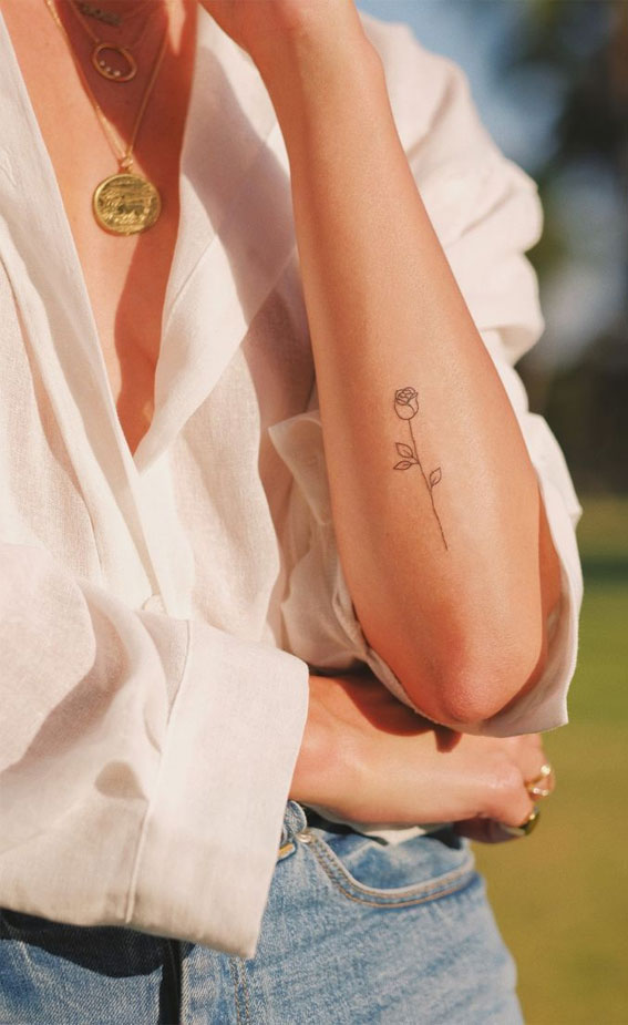 75 Unique Small Tattoo Designs & Ideas : Rose Arm Tattoo
