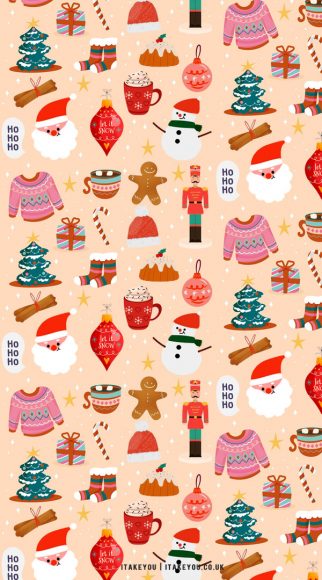 40+ Preppy Christmas Wallpaper Ideas : Pink Sweater, Pudding & Santa I ...