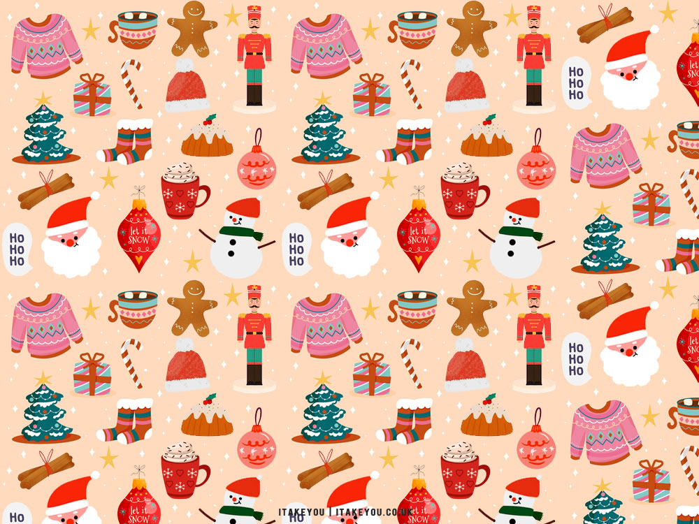 40+ Preppy Christmas Wallpaper Ideas : Pink Sweater, Pudding & Santa I ...