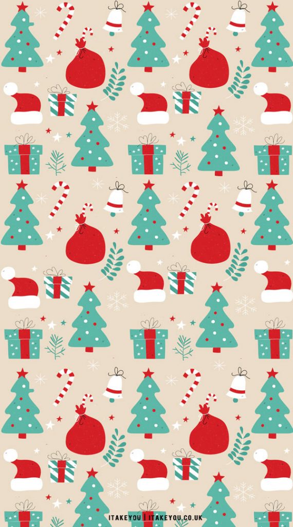 40+ Preppy Christmas Wallpaper Ideas : Green and Red on Nude Background ...