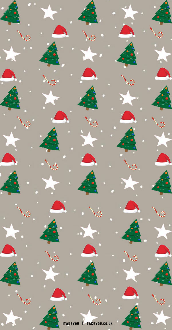 40+ Preppy Christmas Wallpaper Ideas : Hat, Christmas Tree & Star