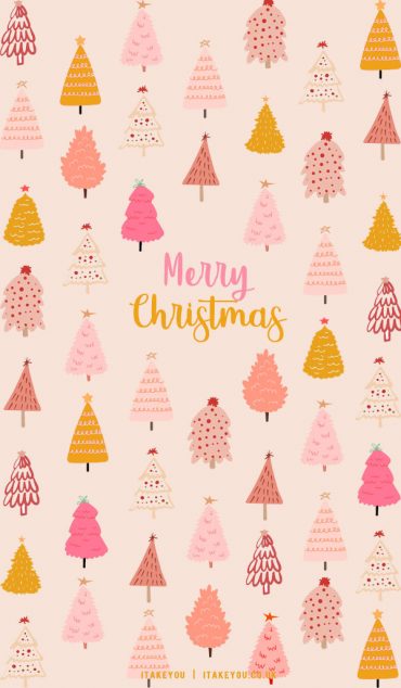 40+ Preppy Christmas Wallpaper Ideas : Pink & Yellow Christmas Trees ...