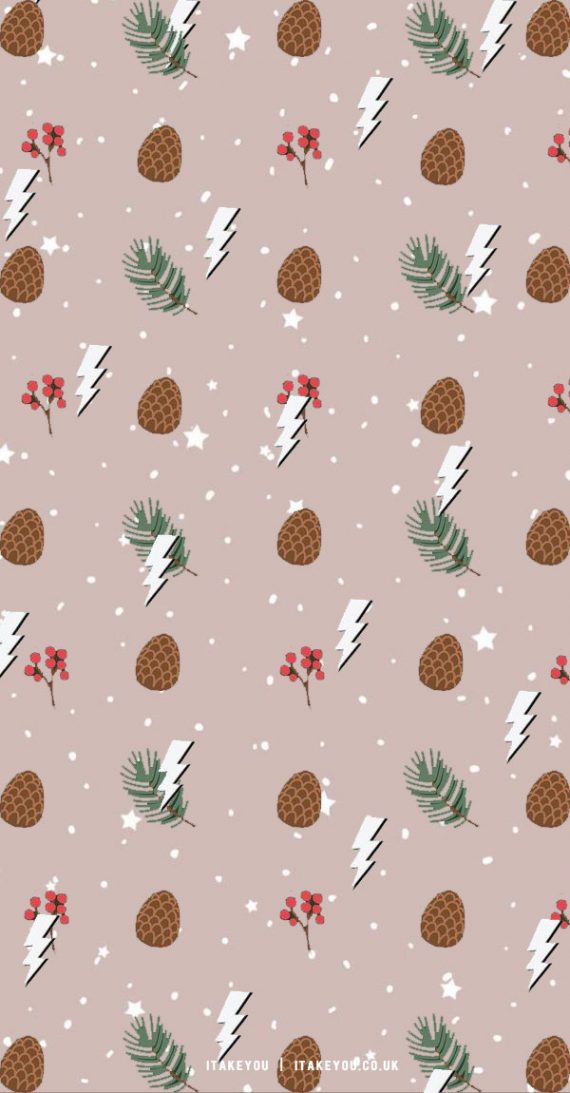 40+ Preppy Christmas Wallpaper Ideas : Pine cone & Lightning I Take You