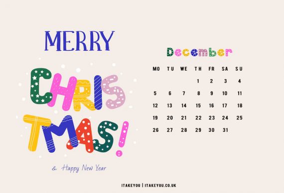 30+ Free December Wallpapers : Colourful Christmas Alphabet Calendar I 