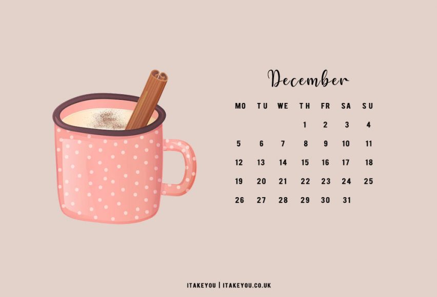 30+ Free December Wallpapers : Pink Mug Calendar I Take You | Wedding ...