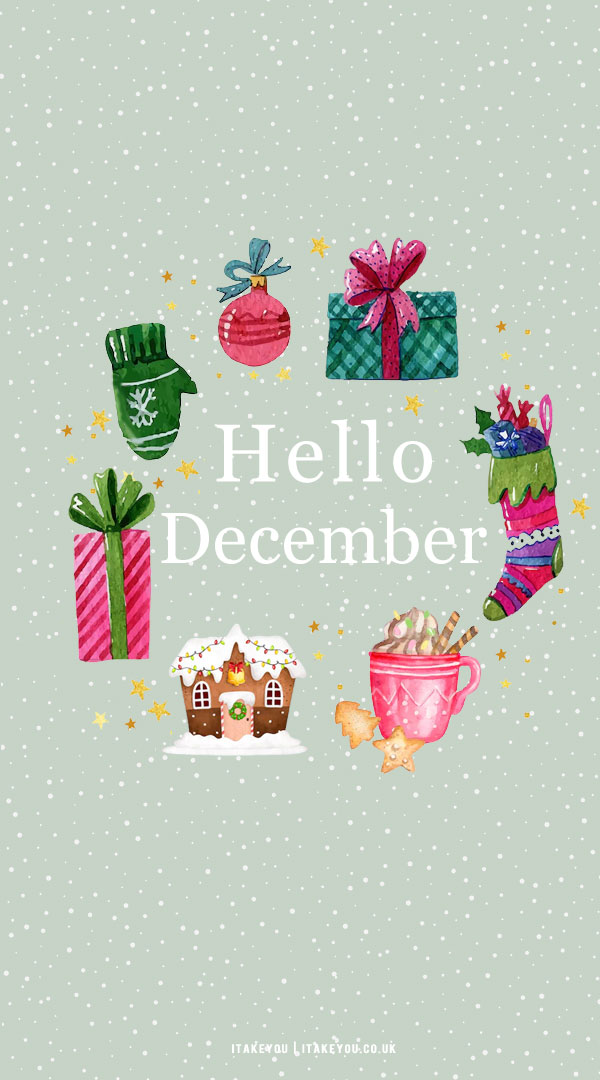 Premium Vector | Beautiful winter season greeting card with text hello  december winter festive design template