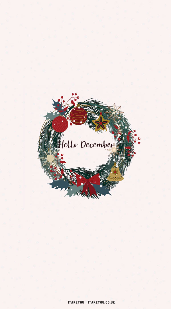 30+ Free December Wallpapers : Christmas Wreath Pink Wallpaper I