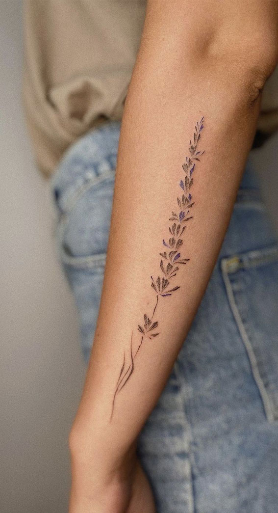 30+ Beautiful Flower Tattoo Ideas : Lavender Arm Tattoo