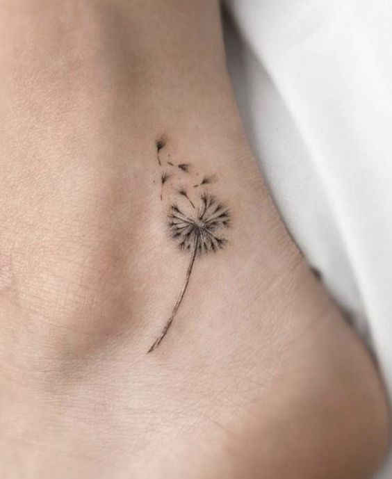 30+ Beautiful Flower Tattoo Ideas : Dandelion Tattoo on Ankle