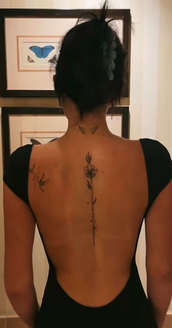 30+ Beautiful Flower Tattoo Ideas : Meaningful Flower Spine Tattoo