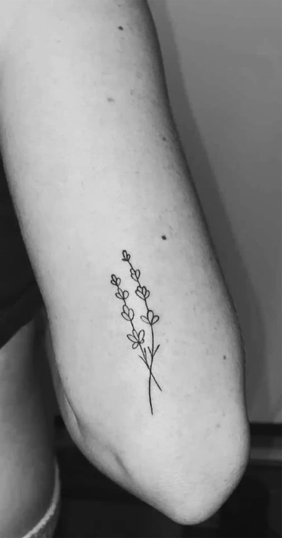 vintage botanical lavender sprig floral tattoo - Suffer For Your Vanity