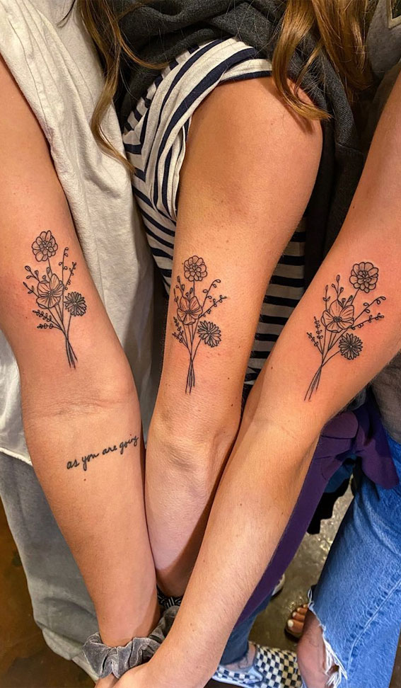 30+ Beautiful Flower Tattoo Ideas : Matching Tattoos with Friends
