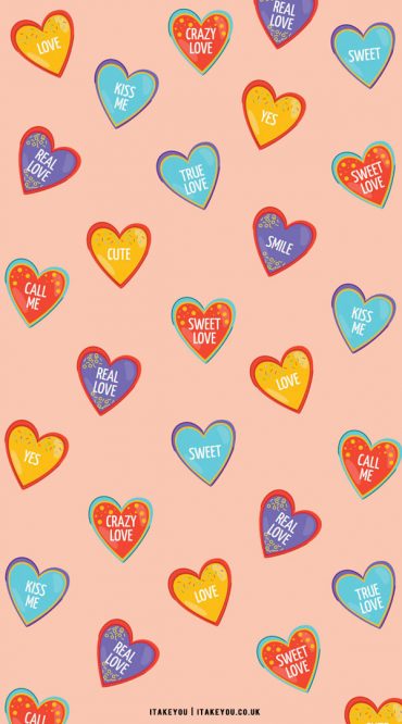 40+ Cute Valentine's Day Wallpaper Ideas : Colourful Hearts I Take You ...