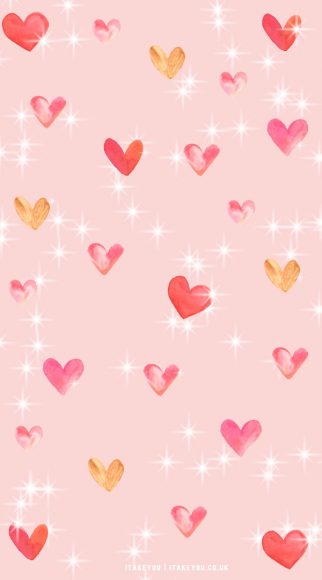 40+ Cute Valentine’s Day Wallpaper Ideas : Gold & Pink Hearts I Take ...