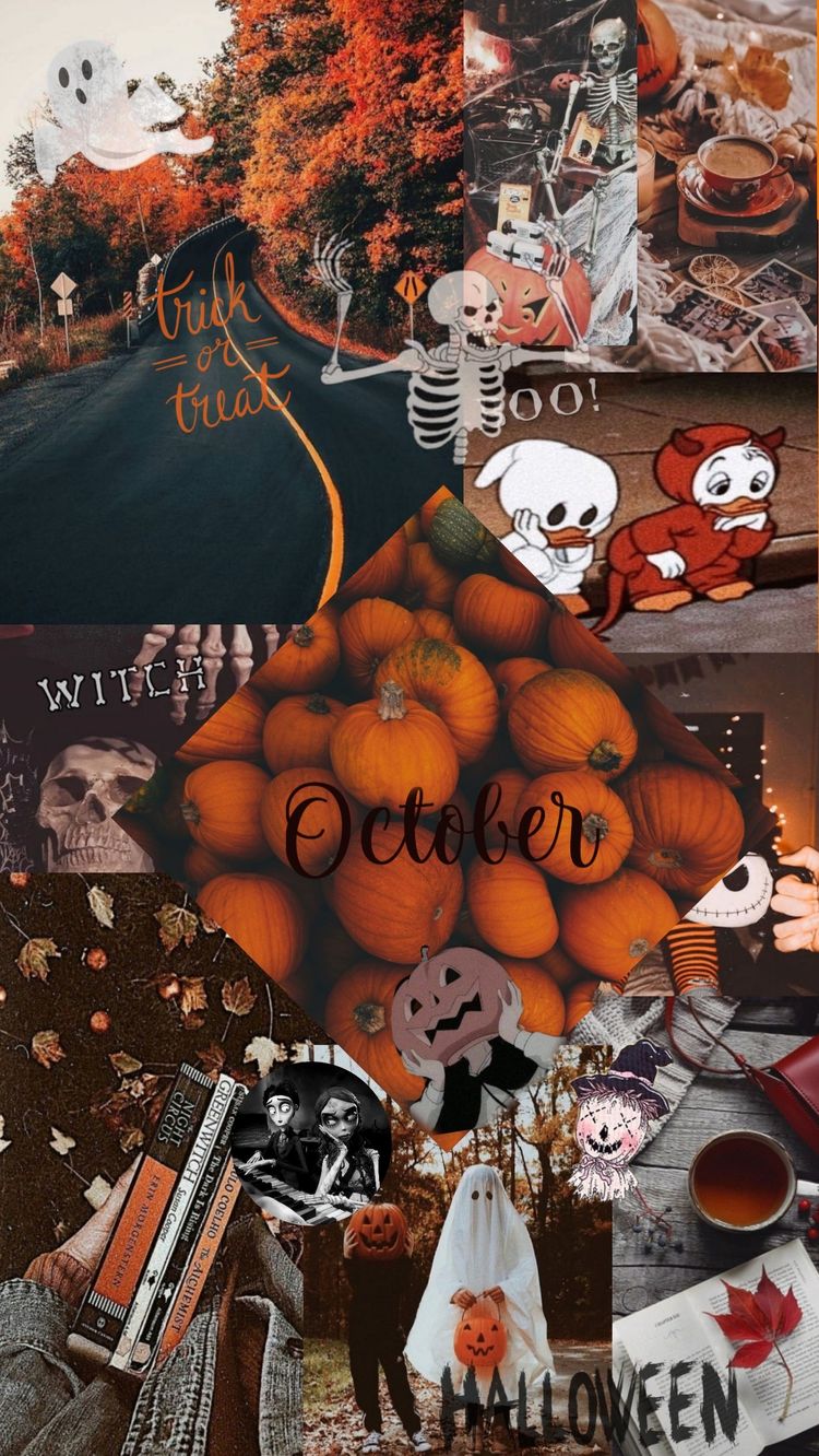 25 Autumn Collage Aesthetic Wallpapers : October Halloween