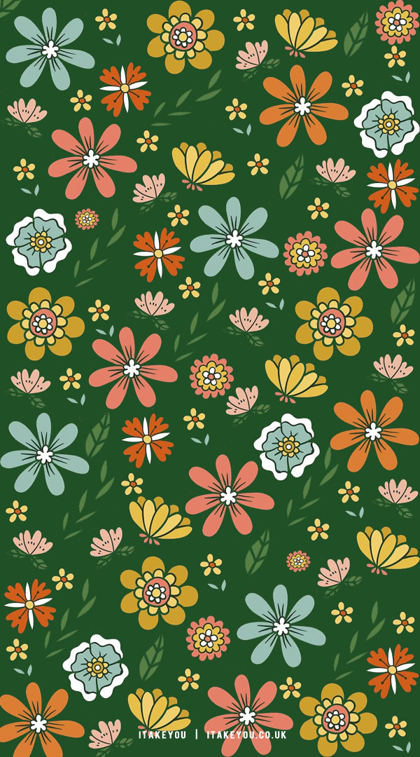 33 Cute Spring Wallpaper Ideas : Floral Retro Wallpaper
