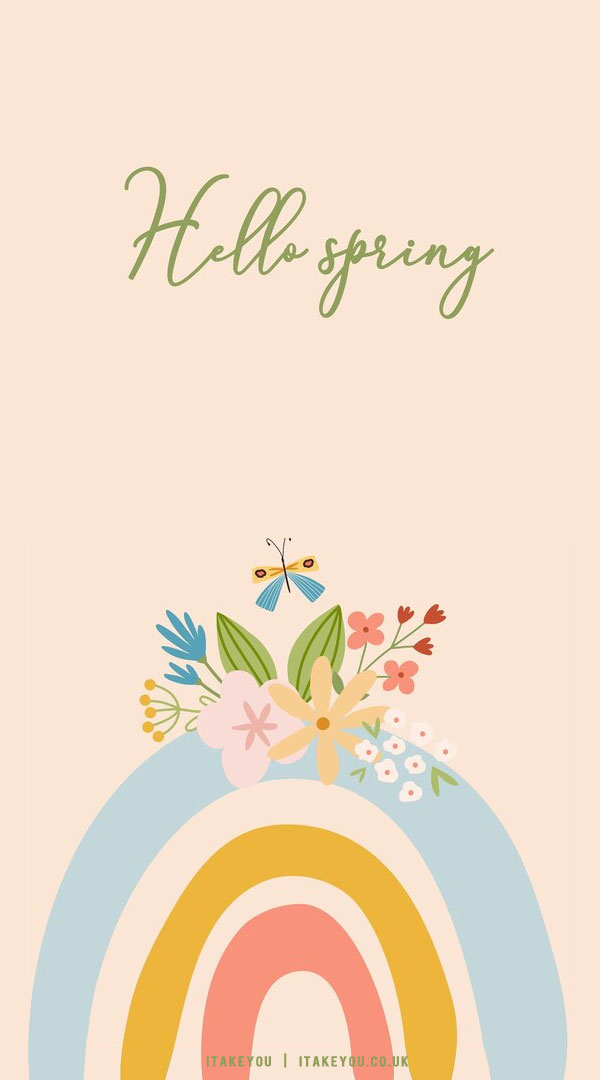 33 Cute Spring Wallpaper Ideas : Hello Spring + Rainbow