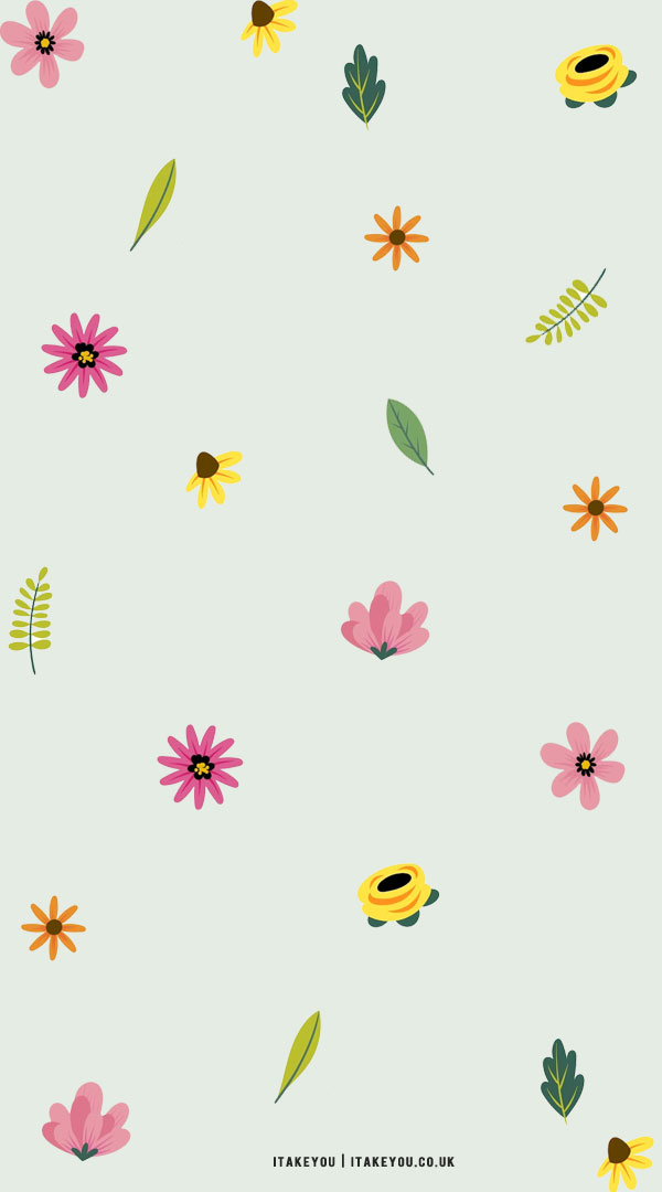 33 Cute Spring Wallpaper Ideas : Floating Floral Blue Background I